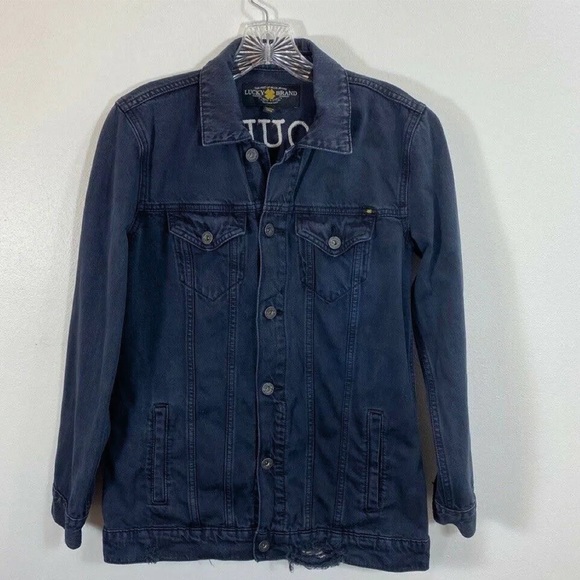 Trouble maker-lucky brand distressed jean jacket - Picture 5 of 7